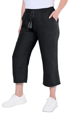 Produktbild von Ulla Popken Damen große Größen Übergrößen Plus Size 7/8-Leinenhose, elastischer