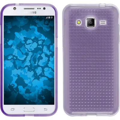 Produktbild von PhoneNatic Case kompatibel mit Samsung Galaxy J2 (2015) - lila Silikon Hülle Iced + 2 Schutzfolien