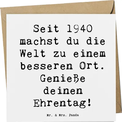 Produktbild von Mr. & Mrs. Panda Klappkarte Spruch 1940 Geburtstag - Weiß - Geschenk, faltkarte, anlasskarte, Happy Birthday, besonderen Menschen, Grußkarte, doppelkarte, Glückwunsch