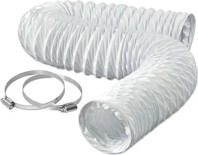 Zdjęcie produktu dla Elastyczny wąż odpływowy z PVC, średnica 204 mm, do klimatyzacji i pralko-suszarek – 2 stalowe zaciski – biały