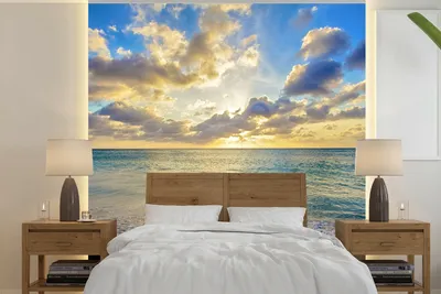 Produktbild von Fotobanner - Sonnenuntergang Strand Aruba - Breite 220 cm x Höhe 220 cm