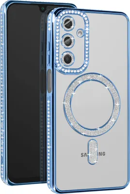 Produktbild von Avizar, Diamant-Hülle für Samsung A16 – MagSafe-Schutz mit Strass-Rand, Hellblau