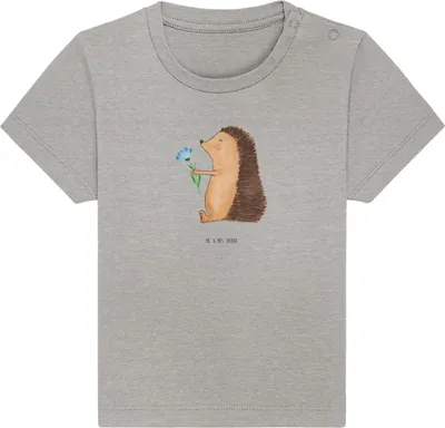 Produktbild von Mr. & Mrs. Panda  T-Shirt Igel Blumen 12. - 18. Monat - Heather Grey - Geschenk, Babyshirt, Gute Besserung, Kleinkind, Krankenhaus, Genesungswünsche, Kinder Oberteil