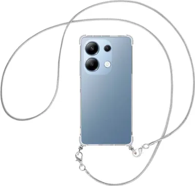 Produktbild von Handykette Backcover-Schutzhülle mit Band (Metall silberfarben) für Xiaomi Poco M6 Pro (6.67'') - silberfarbene Snake-Kette