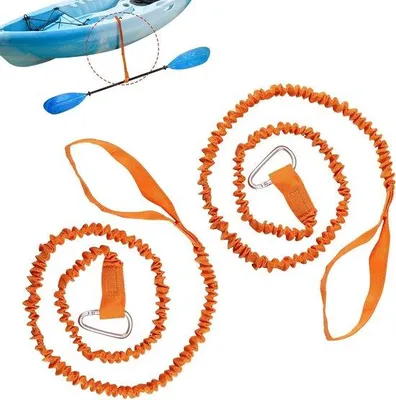Produktbild von Kajakpaddel Set mit Karabinerhaken - 86-156 cm biegsam - Peddel Leash für Kanu Boot Surfboard Angel - Orange
