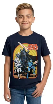 Produktbild von Star Wars Retro Darth Vader Und Stormtrooper Teenager T-Shirt, 152/164 (12-14 Jahre), Navy
