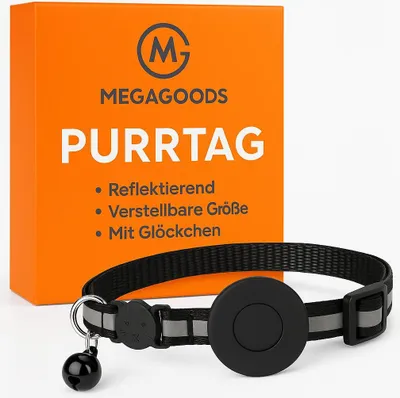 Image de Collier chat réfléchissant avec support AirTag réglable FR.