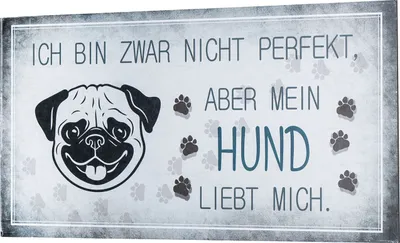 Produktbild von Wandbild 40x20cm Hund Spruch Deko Wandschild Hundeliebhaber Bild Wanddeko Deko
