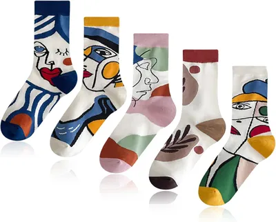 Produktbild von 5er-Pack Damen-Socken – Bunt, stylisch & bequem: Lustige Designs für das ganze Jahr, perfekte Geschenkidee!, A0634