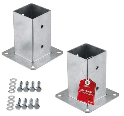 Produktbild von SOTECH Bodenhülse 80 x 80 mm feuerverzinkt – Pfostenträger zum Einbetonieren (2 Stück)