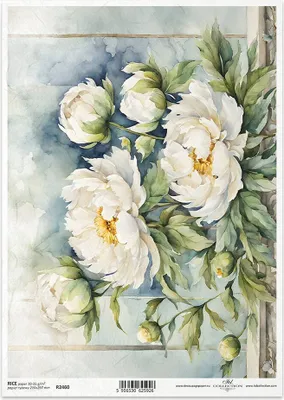 Immagine prodotto di ITD carta di riso decoupage tecnica artigianale tovagliolo di carta-R2460 peonie bianche