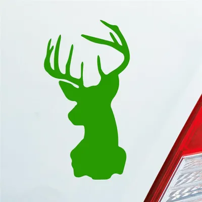 Produktbild von Auto Aufkleber Hirsch Geweih Jäger Wild Tier Rudi 12x6,5 cm Hellgrün Sticker Heckscheibenaufkleber