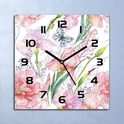 Produktbild von Wanduhr Echt-Glas-Küchenuhr Pfingstrosen Blumen Quarz 30x30 Deko Bilder
