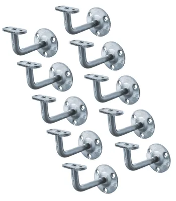 Image de Alberts 865078 Support de main courante, à fixer au mur, appui non réglable, à visser, appui droit, galvanisé, lot de 10