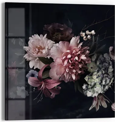 Produktbild von DEQORI Glasbild Echtglas 50x50 cm 'Blühende Pracht' Wandbild Bild modern Deko