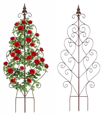 Produktbild von Relaxdays Rankgitter, 2er Set, HxB: 100 x 40 cm, Blatt, Metall, Rankhilfe Kletterpflanzen, Garten & Kübelpflanzen, braun
