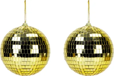 Produktbild von 2 Diskokugeln Gold 10 cm -