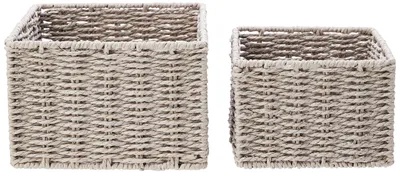Aufbewahrungskörbe, 2er-Set, Papiergeflecht, 16x16x11 cm, Grau