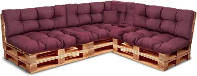 Produktbild von Best Wool rückenlehne für palettenkissen set, wetterfestes europaletten polster mit Polyurethanflockfüllung – lila 3×120x40, 3×120x80, 60x40, 40x40 cm