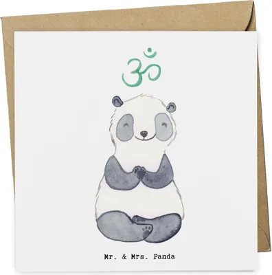 Produktbild von Mr. & Mrs. Panda Glückwunschkarte Panda Meditieren - Weiß - Geschenk, Meditationskurs, Klappkarte, doppelkarte, Meditation, faltkarte, Grußkarte, anlasskarte