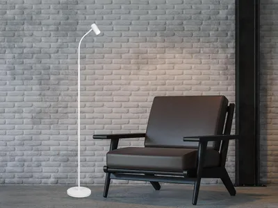 Produktbild von Kleine LED Stehlampe Weiß dimmbar, flexible Leselampe schmal für Wohnzimmer Ecke