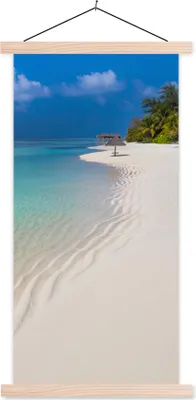 Produktbild von MuchoWow® Textilposter Meer - Strand - Sommer 40x80 cm mit holzfarbenen Rahmen - Wohnzimmer