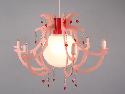 Produktbild von LED Hängelampe Kinderzimmer rosa LED Kinderzimmerleuchte Kronleuchter ROSATA