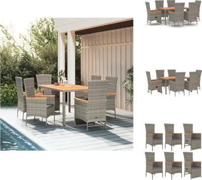 Produktbild von vidaXL 7-tlg. Garten-Essgruppe mit Kissen Grau Poly Rattan -  Gartenstühle