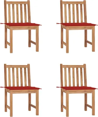 Produktbild von Gartenstühle 4 Stk. mit Kissen Massivholz Teak