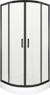 Produktbild von Kerra Soho 90x90 Duschkabine mit Duschwanne, 6mm Geriffeltes, ESG Sicherheitsglas, schwarz Profile, transparent