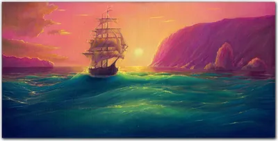 Produktbild von Coloray Küchenrückwand 120x60 Spritzschutz aus Glas - Seeschiffe Sonnenuntergang