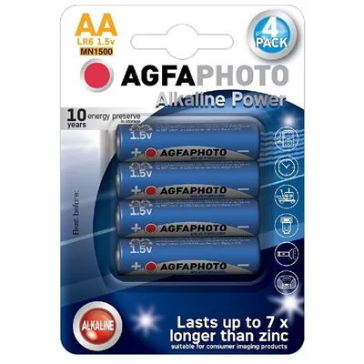 Zdjęcie produktu dla Baterie alkaliczne Agfa Photo AA MN1500 1.5V - 4szt - 4250175808017