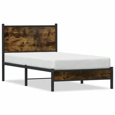Obrázek produktu pro vidaXL Kovová postel bez matrace, kouřový dub 90x190 cm