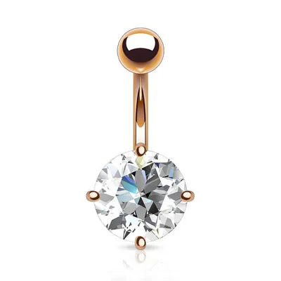 Produktbild von Taffstyle Bauchnabelpiercing Bauchnabelpiercing Banane Stecker Rosegold klarer Kristall eingefasst, 7mm