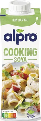 Produktbild von Alpro Soja-Kochcream, Frische Sahne, Kochgewürz, Gluten, Milchzucker, Soya base (water, hulled soya beans (5.5%)), sunflower oil, sugar, emulsifier (sugar esters of..., 142 kcal, 587 kJ