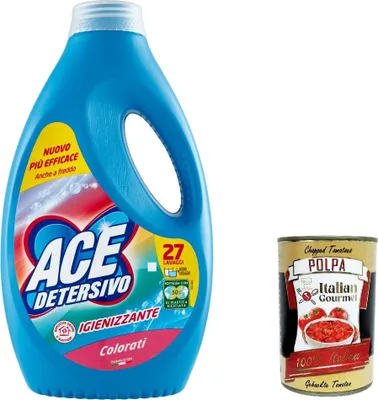 Produktbild von ACE Detersivo Igienizzante Colorati, 3x 1350ml, 81 waschen, Waschmittel, Flüssigwaschmittel Waschmaschine + Italian gourmet polpa 400g