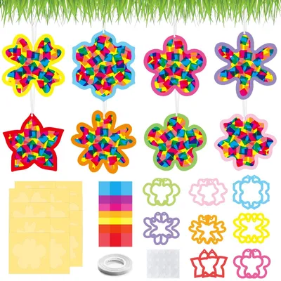 Fensterbilder Bastelset, 57-tlg., Frühlingsmotiv, bunt