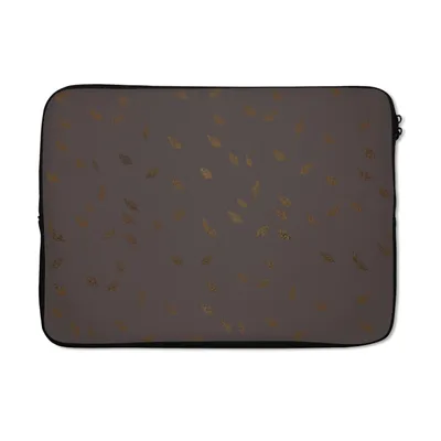 Produktbild von MuchoWow® Laptop Hülle 14 ZollMuster - Gold - Grau - Blätter Laptoptasche - Laptoptasche - Stoßsicher - Schutzhaube