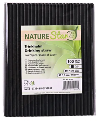 Produktbild von NATURE Star Papiertrinkhalme Classic 197 mm schwarz 100 Stück