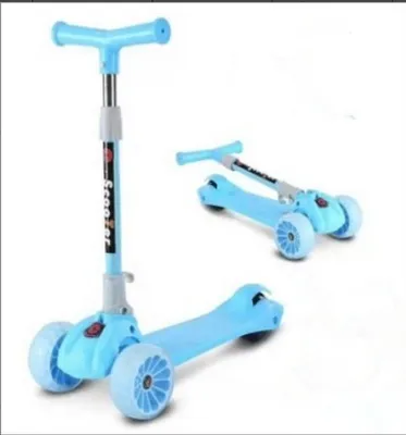 Produktbild von Kinderroller Kinderscooter Dreiradscooter mit LED Räder Höhenverstellbare faltbarem Lenker bis 50kg Blau