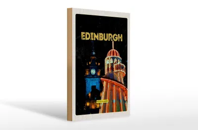 Produktbild von Holzschild Reise 20x30cm Edinburgh Scotland Nacht Lichter