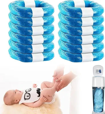 Produktbild von Famanu Nachfüllfolie für Windeleimer - 12 Stück, 4,5 m langlebige Nachfüllbeutel mit Anti-Geruch Technologie