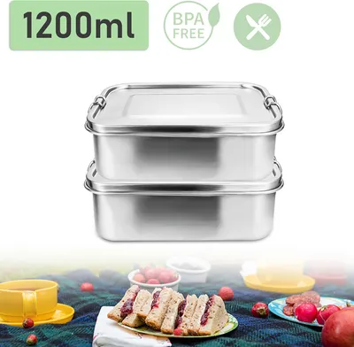 Obrázek produktu pro TolleTour 2*1200ml krabička na oběd bez plastu BPA free lunch box krabička na oběd z nerezové oceli