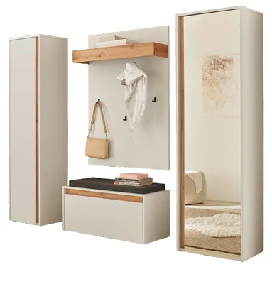 Produktbild von Garderobe Set 5-teilig "Center" in weiß und Wotan Eiche Garderobenkombination