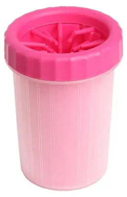 Produktbild von Haustierpfotenwascher, weiche Borsten, Tiefenreinigung, tragbarer Hunde- und Katzenfußreinigerbecher für Reisen, Camping, Zuhause, klein, Rosa