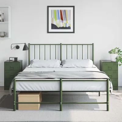 Produktbild von vidaXL Nachttische 2 Stk. Olivgrün 34,5x39x62 cm Stahl