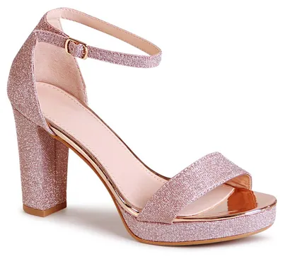 Produktbild von topschuhe24 2178 Damen Glitzer Riemchen Sandaletten, Farbe:Rose Gold, Größe:37 EU