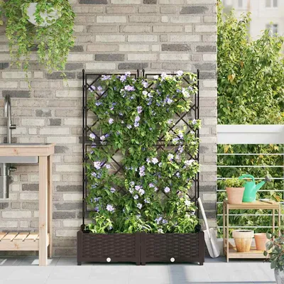 Obrázok produktu pre Maison Exclusive – Sady záhradných kvetináčov, 2 kusy, hnedé, 80 x 40 x 125,5 cm, vyrobené z polypropylénu (PP)