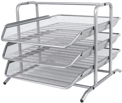 Zdjęcie produktu dla Metalowy organizer formatu A4 na dokumenty, czasopisma i listy, w kolorze srebrnym