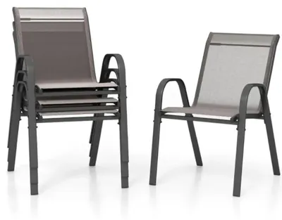 Zdjęcie produktu dla Zestaw 4 krzeseł ogrodowych z możliwością układania w stos NP11596GR-4, 56 x 70 x 84 cm, czarno-szare – B